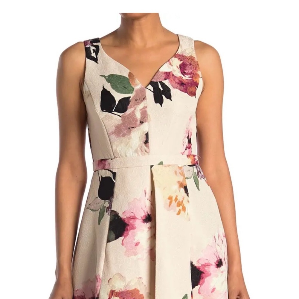 Gabby Skye Floral Midi Dress - Cream and Pink